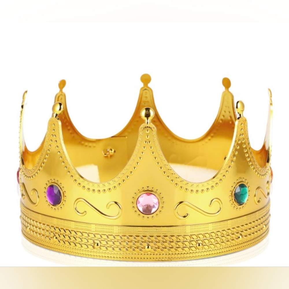 Adorox Gold Royal Crown with Multicolor Jewels OSFM KID NIB